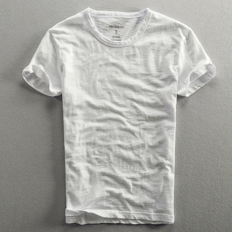 Minimalist O-neck vintage tee for men -6