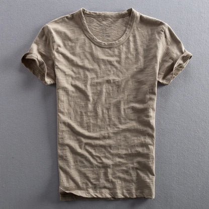 Minimalist O-neck vintage tee for men -3