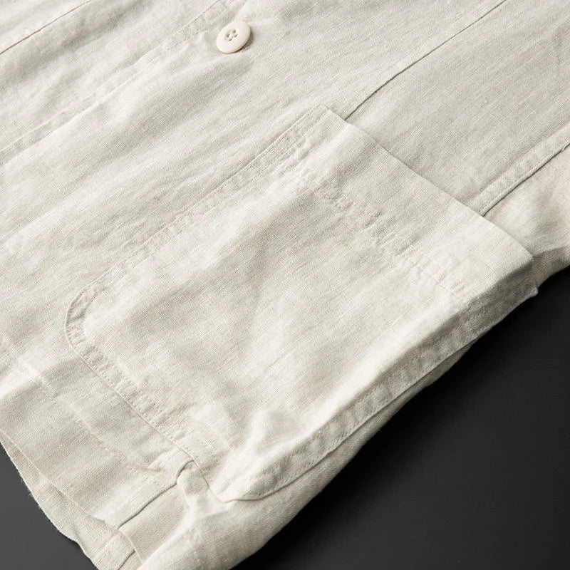 Tailored button-through linen blazer for men | Enzo Conti -6