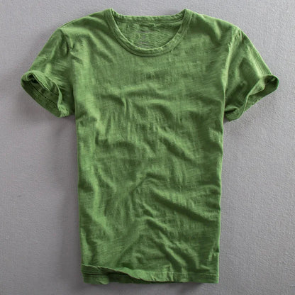 Minimalist O-neck vintage tee for men -2