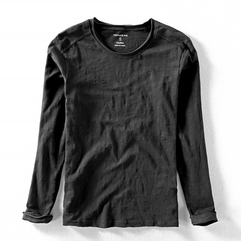 Textured O-neck long-sleeve tee for men | Toshiro -6