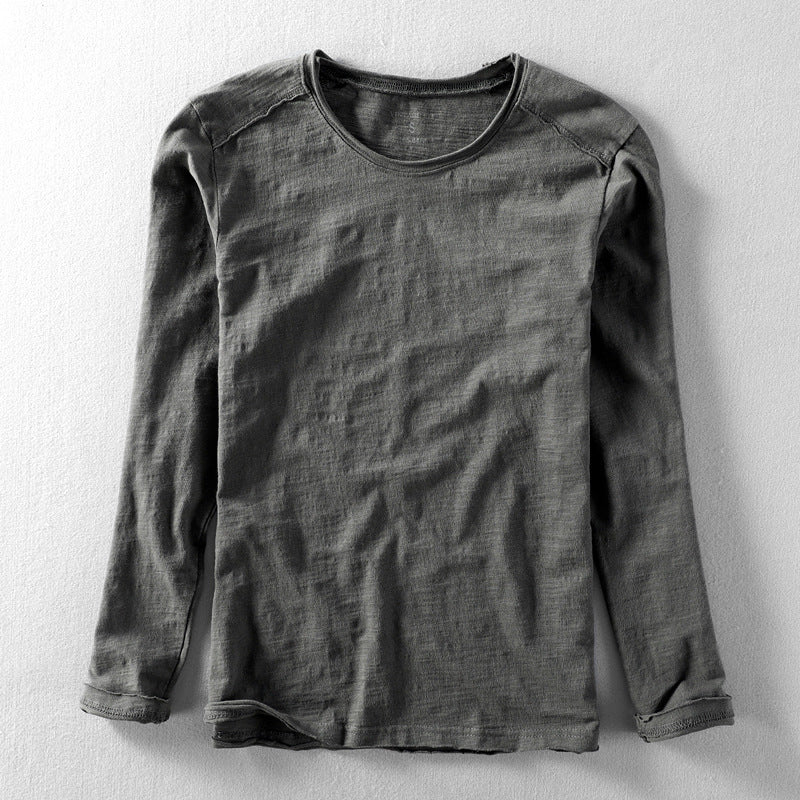 Textured O-neck long-sleeve tee for men | Toshiro -4