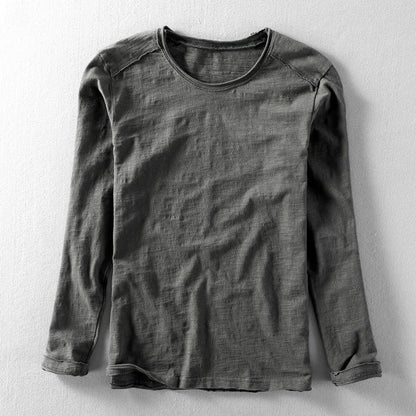 Textured O-neck long-sleeve tee for men | Toshiro -4