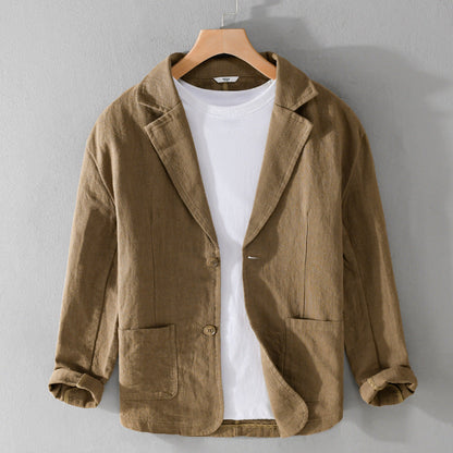 Relaxed-fit tailored linen jacket for men | Isandro -1