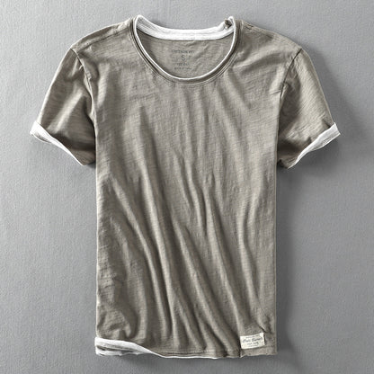 Short-sleeve contrast trim shirt for men | Takumi -4