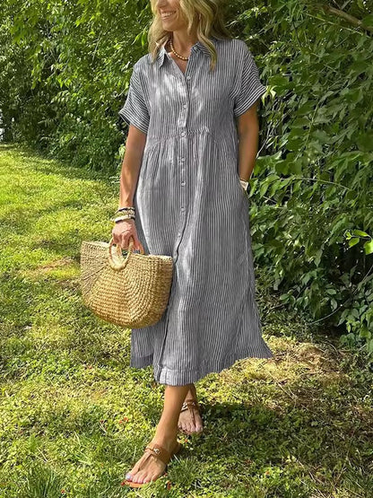 Flowing relaxed everyday maxi dress for women | Angela -5