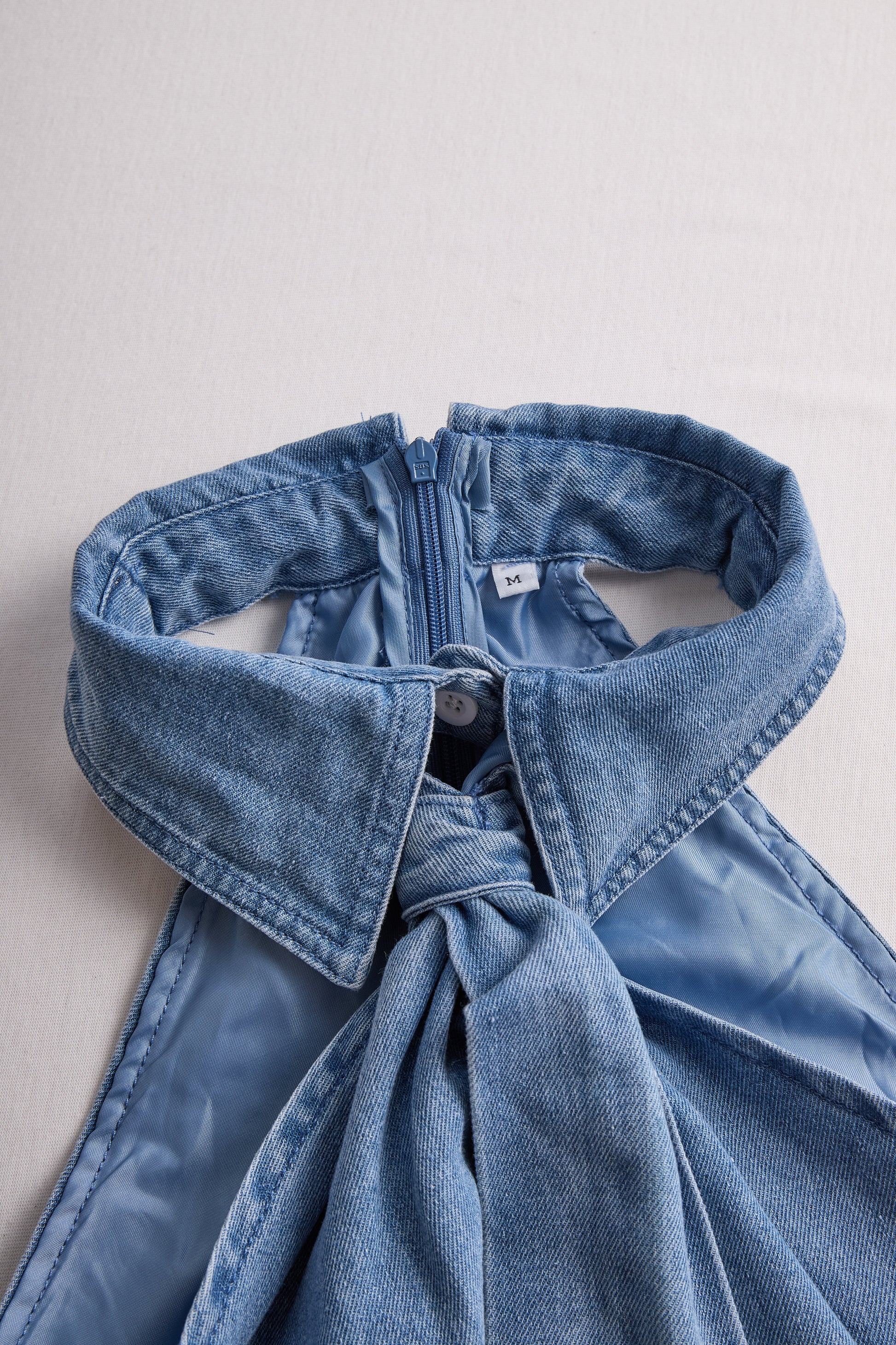 Sleeveless halter neck-tie blouse for women -11