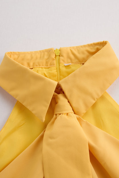 Sleeveless halter neck-tie blouse for women -16