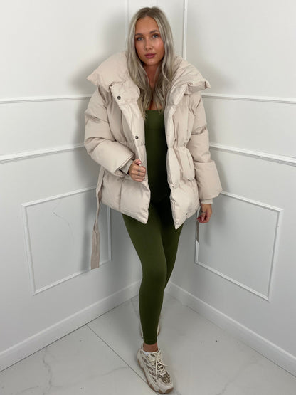 Short belted puffer jacket for women | Karly -9