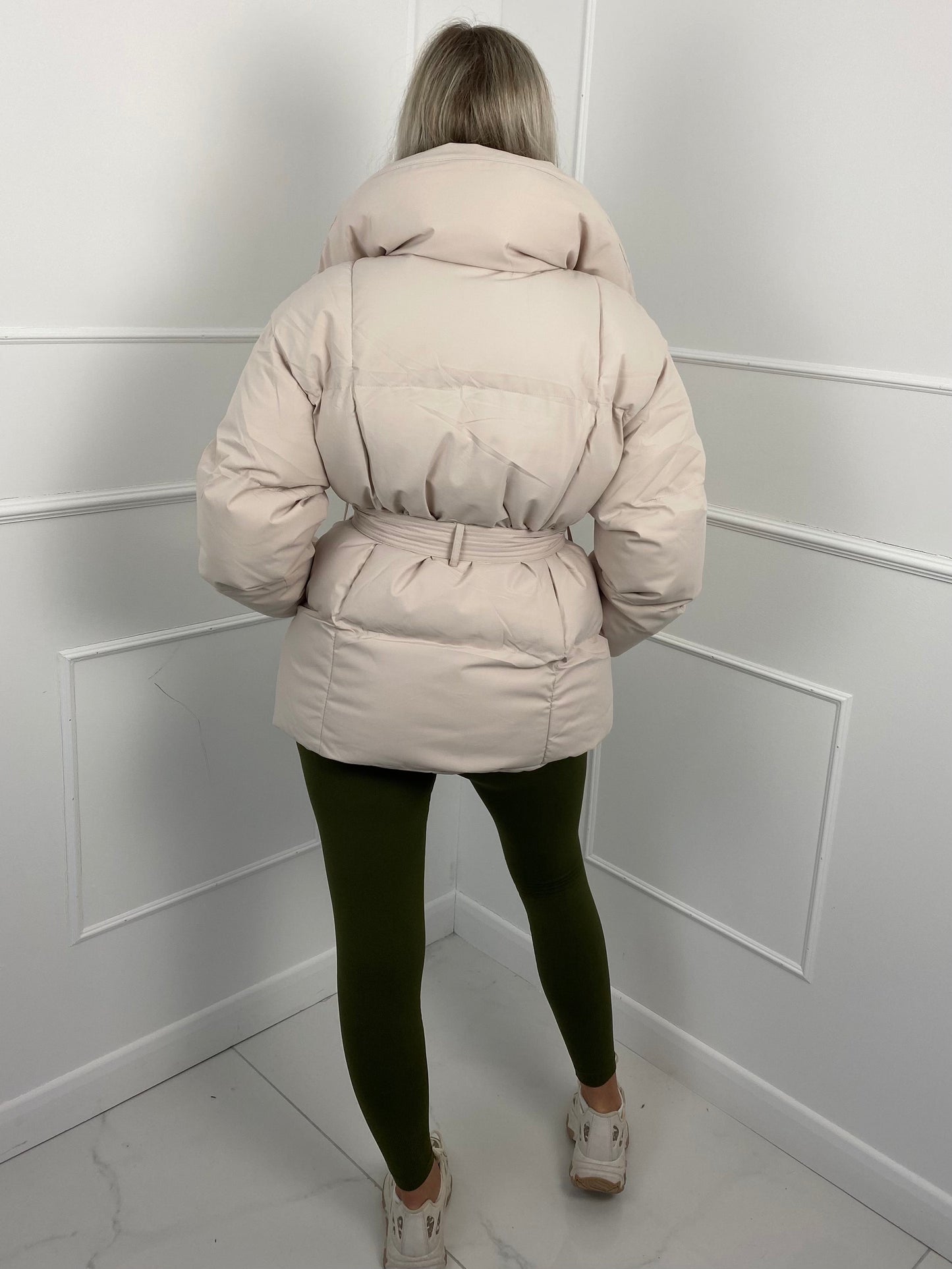 Short belted puffer jacket for women | Karly -12
