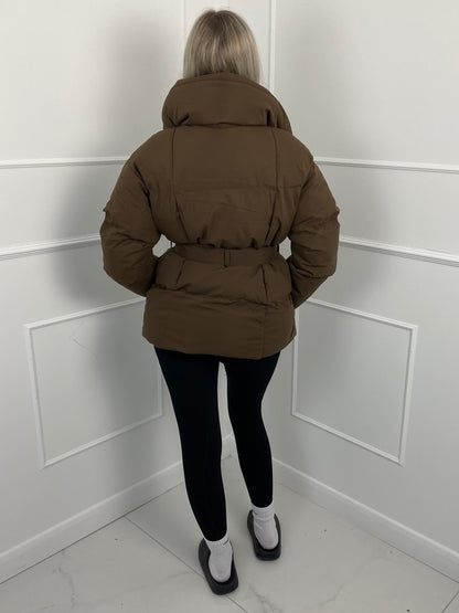Short belted puffer jacket for women | Karly -2