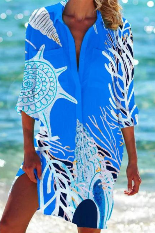 Haltered Lightweight beach blouse with button-front design for women | Johanna