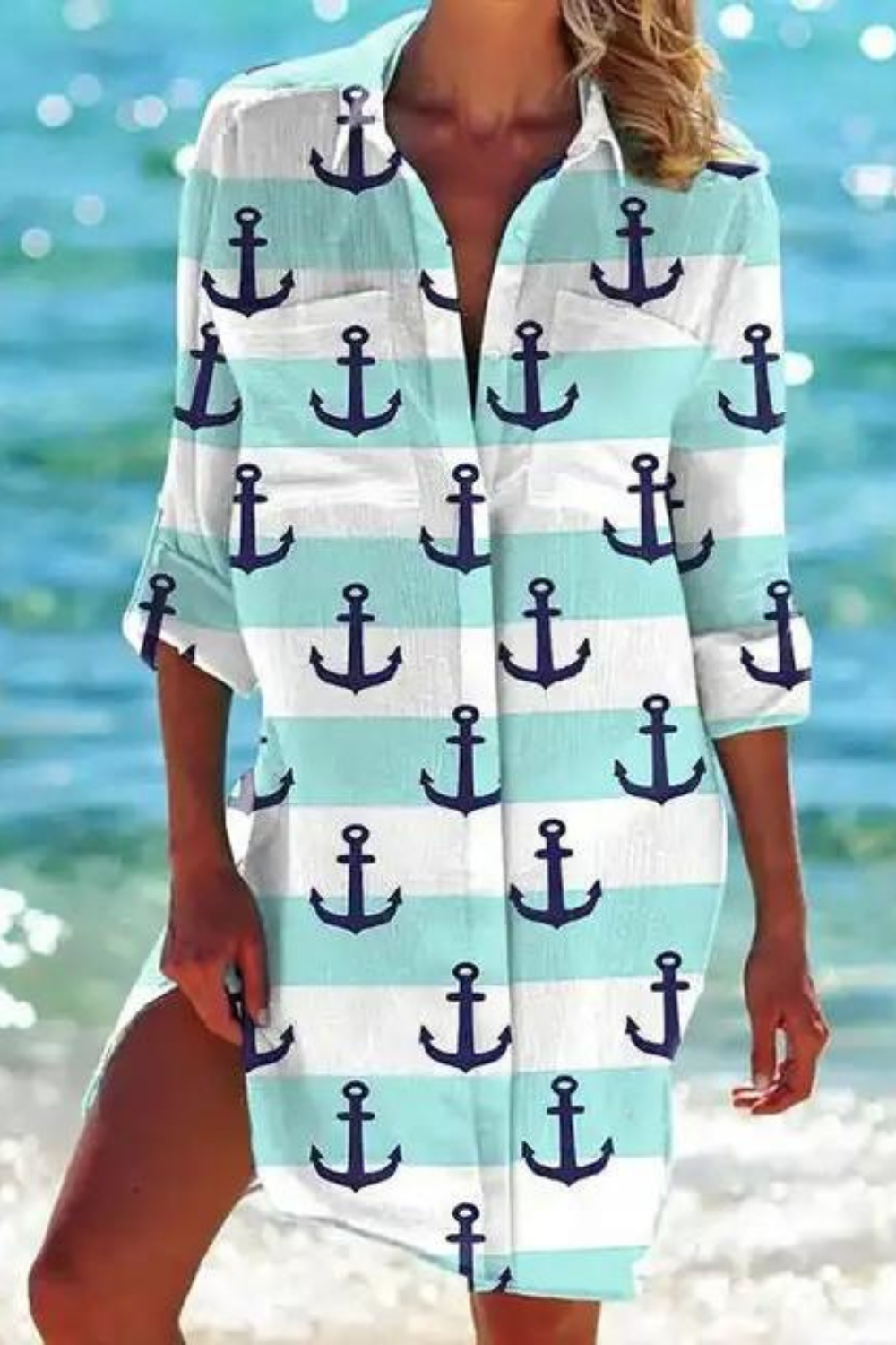 Haltered Lightweight beach blouse with button-front design for women | Johanna