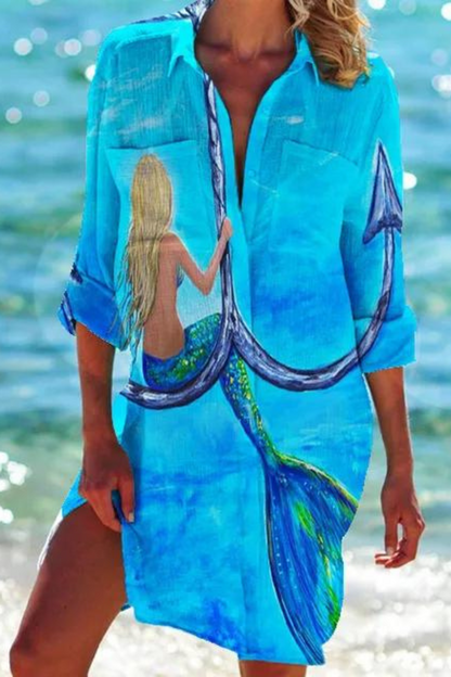 Haltered Lightweight beach blouse with button-front design for women | Johanna
