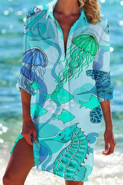 Haltered Lightweight beach blouse with button-front design for women | Johanna