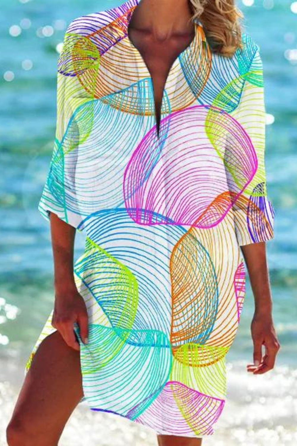 Haltered Lightweight beach blouse with button-front design for women | Johanna