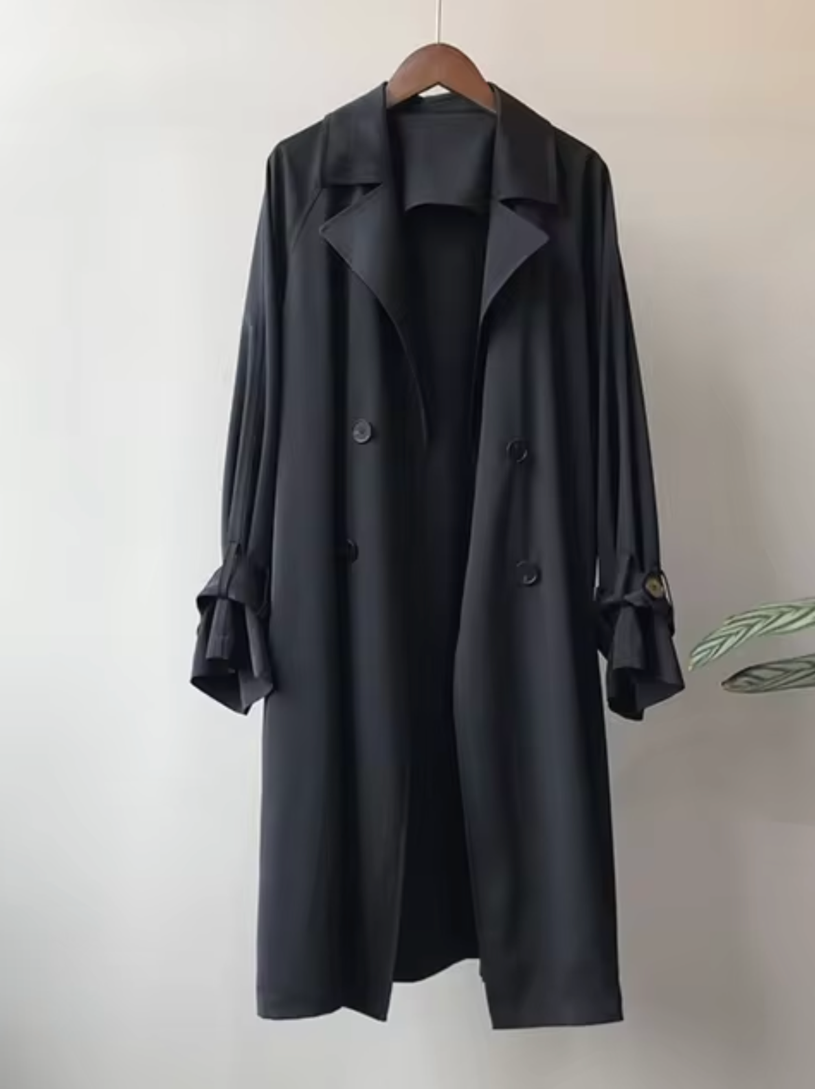 Draped Timeless long trench coat for women | Juliane
