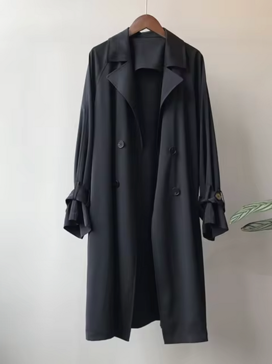 Draped Timeless long trench coat for women | Juliane