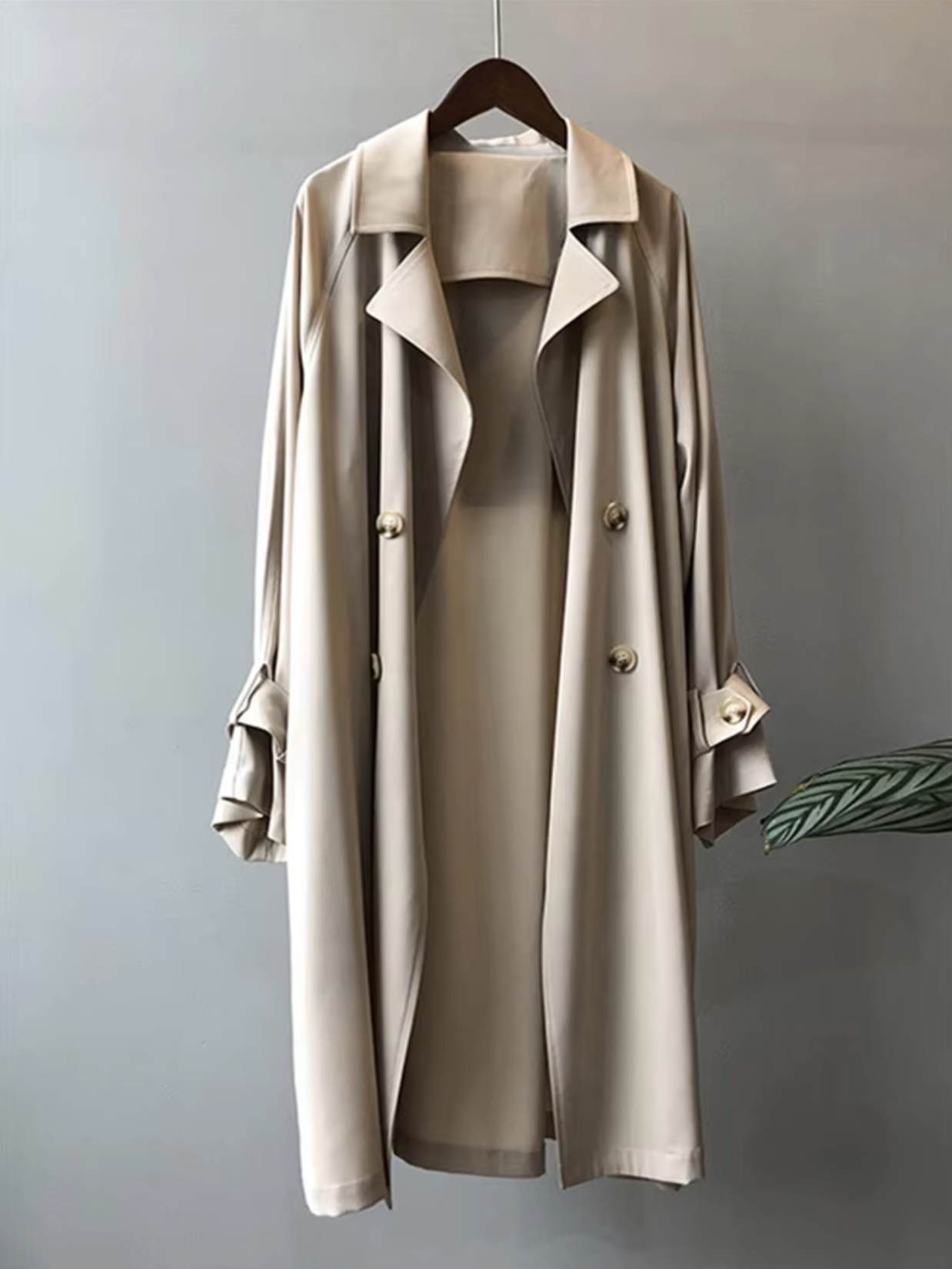 Draped Timeless long trench coat for women | Juliane