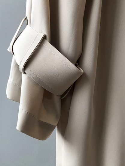 Draped Timeless long trench coat for women | Juliane