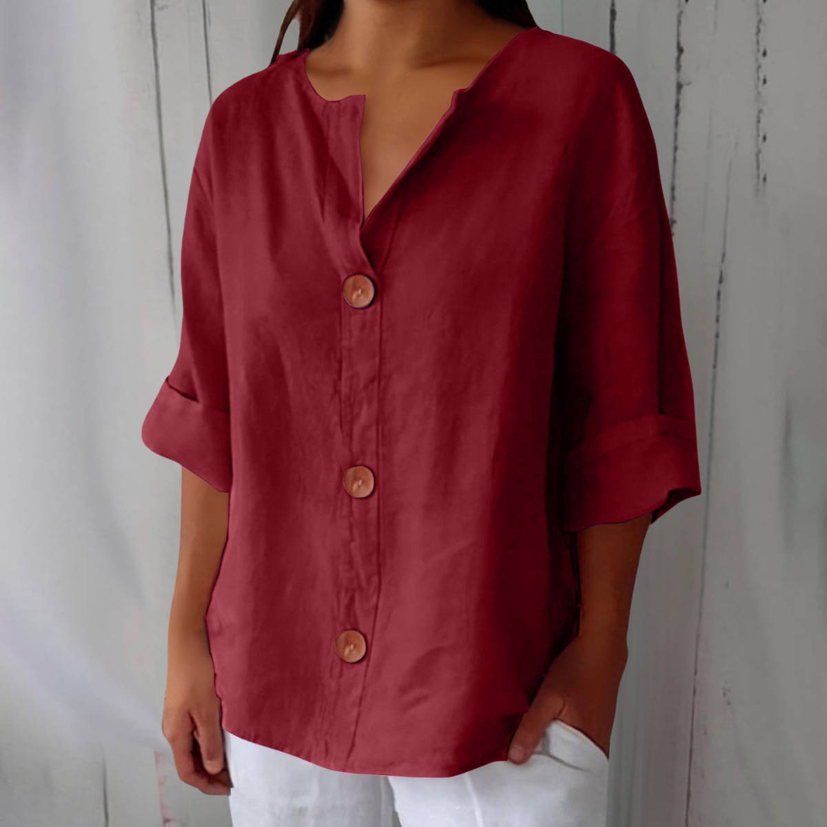 Flowy Classic everyday blouse with relaxed fit for women | Elara