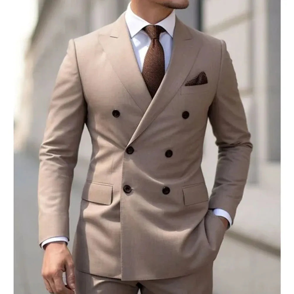 Slim-fit double-breasted formal suit for men | Alaric -2