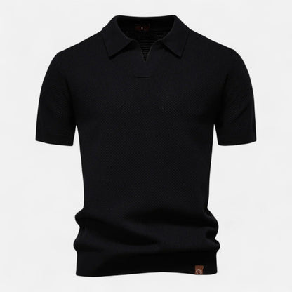 Smart Knit polo shirt with button neck and long sleeves for men | Arlen