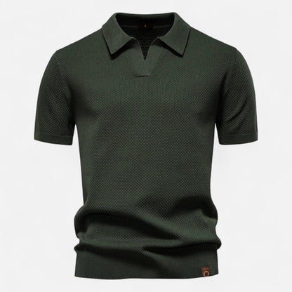 Smart Knit polo shirt with button neck and long sleeves for men | Arlen