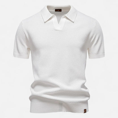 Smart Knit polo shirt with button neck and long sleeves for men | Arlen