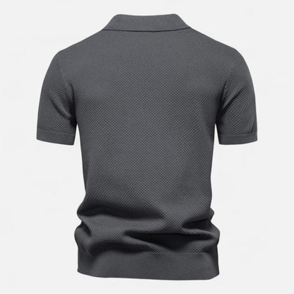 Classic knit long-sleeve button-neck polo shirt for men -2
