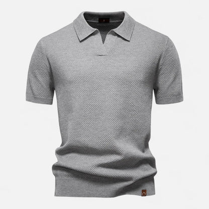 Smart Knit polo shirt with button neck and long sleeves for men | Arlen