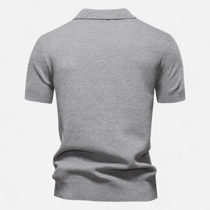 Smart Knit polo shirt with button neck and long sleeves for men | Arlen