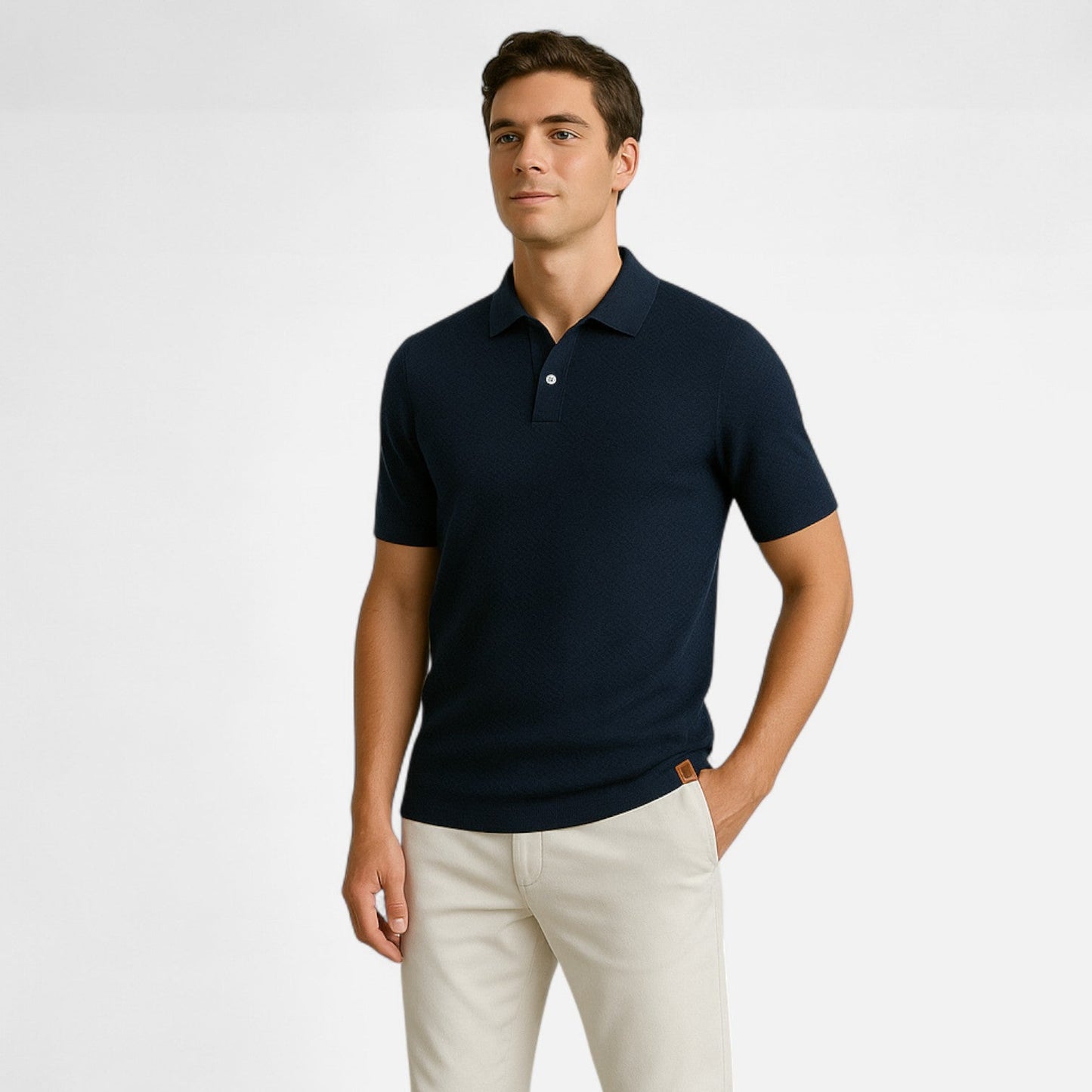 Smart Knit polo shirt with button neck and long sleeves for men | Arlen