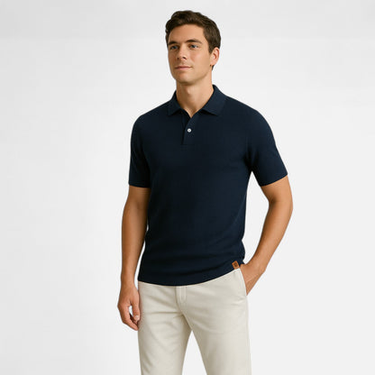Smart Knit polo shirt with button neck and long sleeves for men | Arlen