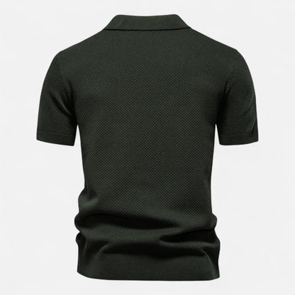 Classic knit long-sleeve button-neck polo shirt for men -8