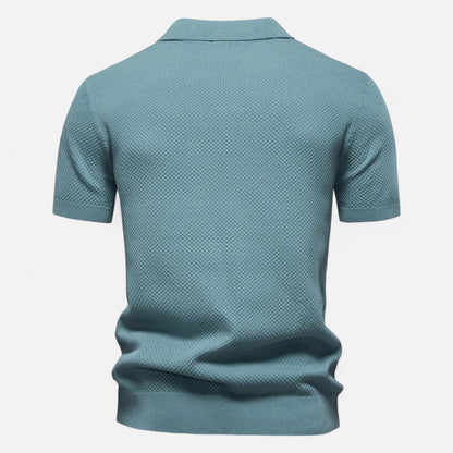 Smart Knit polo shirt with button neck and long sleeves for men | Arlen
