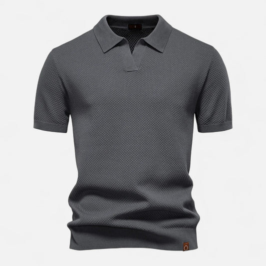 Smart Knit polo shirt with button neck and long sleeves for men | Arlen