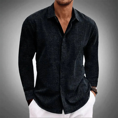 Breathable signature linen long-sleeve shirt for men | Luca Romano -1