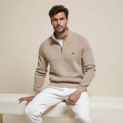 Crocheted Half-zip knit sweater for men | Luke