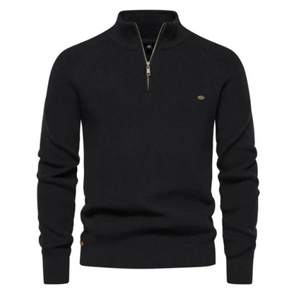 Crocheted Half-zip knit sweater for men | Luke