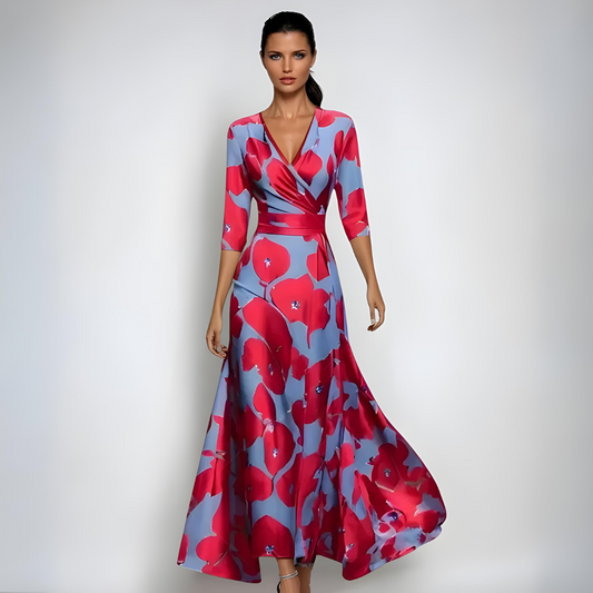 Elegant floral midi occasion dress for women | Lynor -1