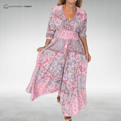 Radiant Bohemian maxi dress for women | Alina