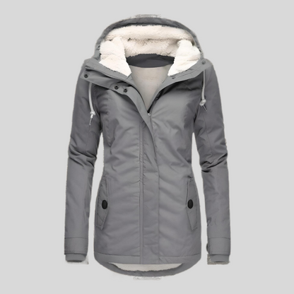 Reliable Waterproof hooded jacket with long silhouette for women | Madelyn