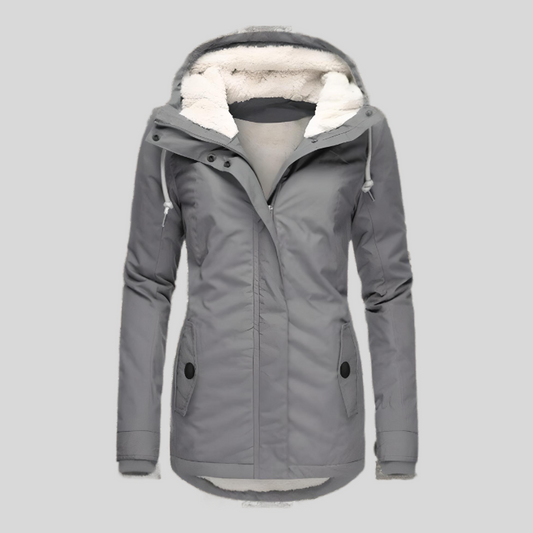 Reliable Waterproof hooded jacket with long silhouette for women | Madelyn
