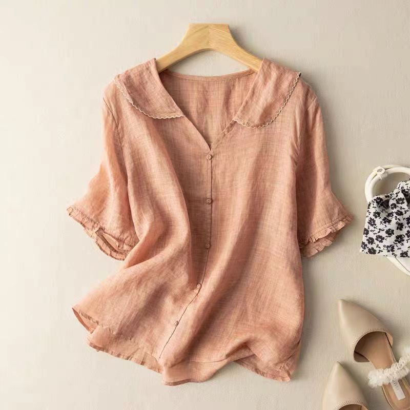Vintage button-detail relaxed blouse for women | Kristi -2