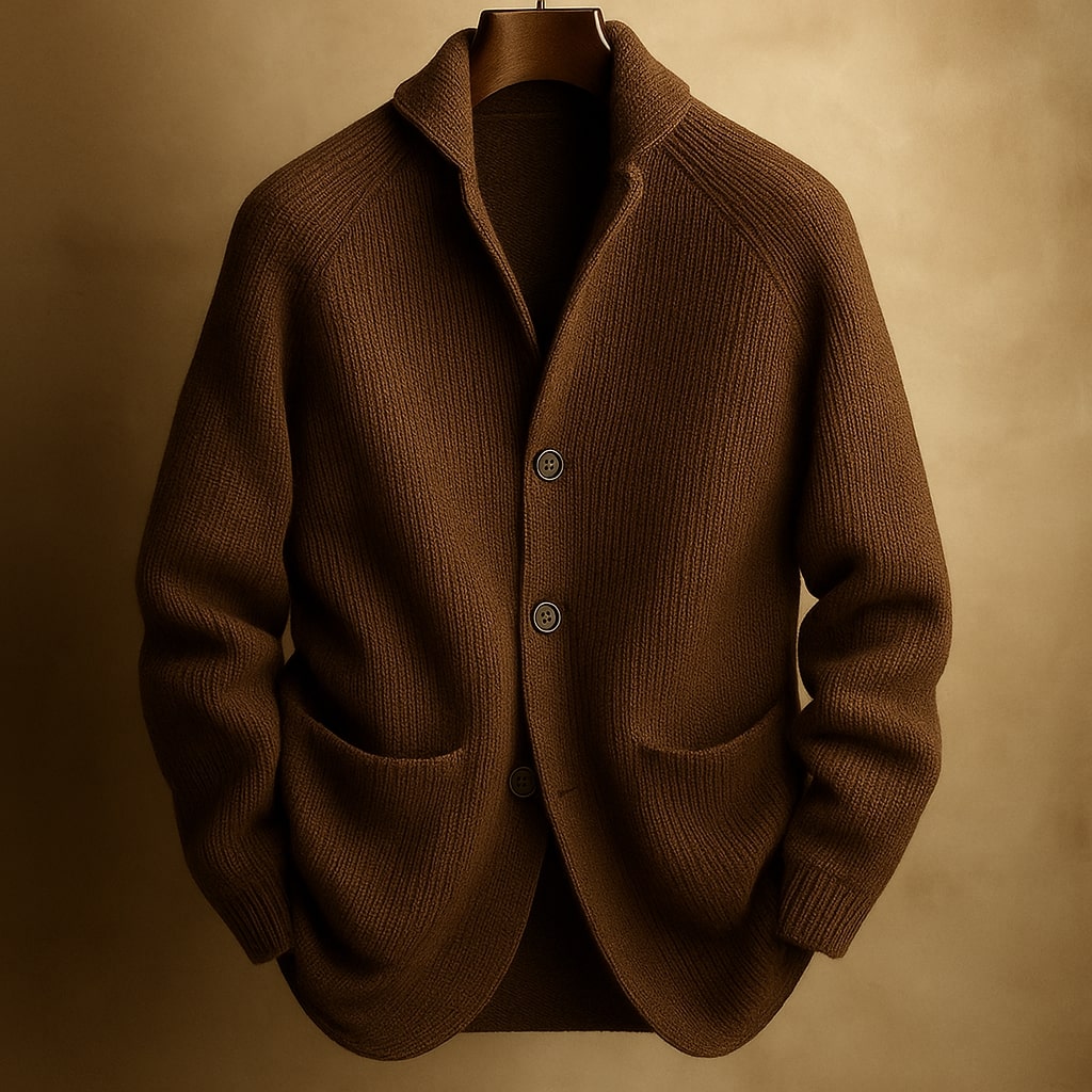 Light knit button-up relaxed cardigan for men | Mason -3