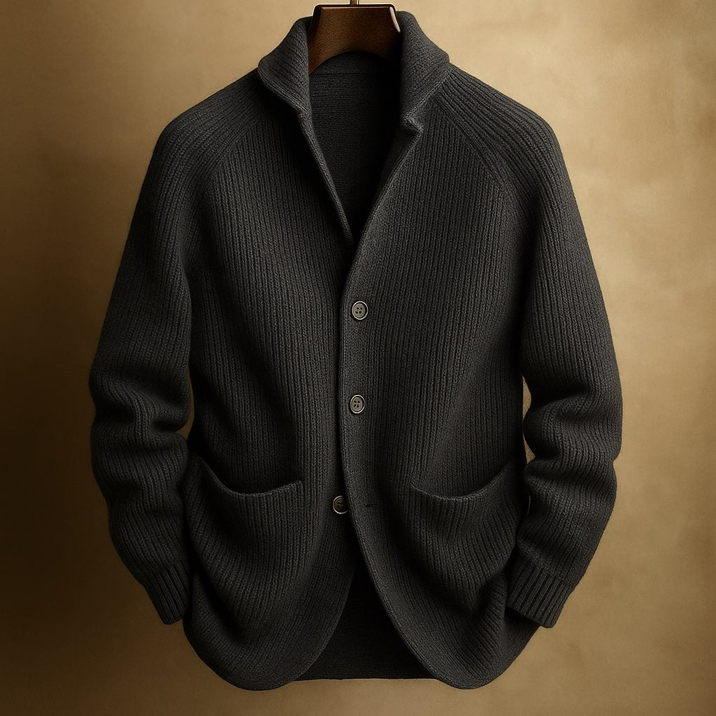 Light knit button-up relaxed cardigan for men | Mason -4