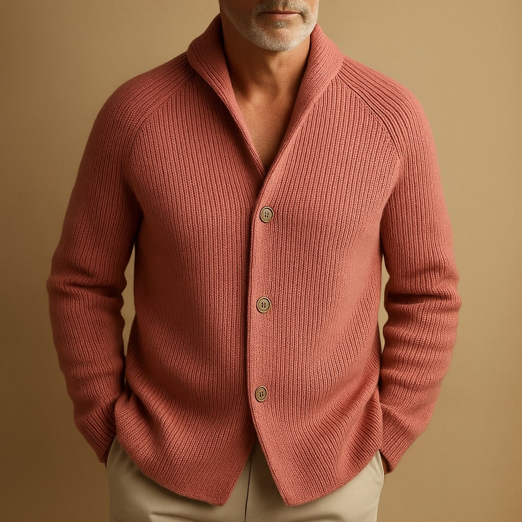 Light knit button-up relaxed cardigan for men | Mason -7