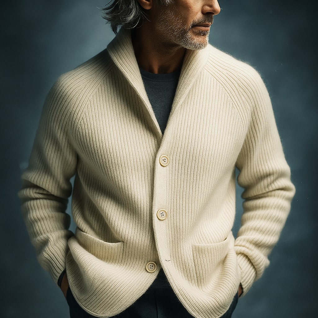 Light knit button-up relaxed cardigan for men | Mason -8