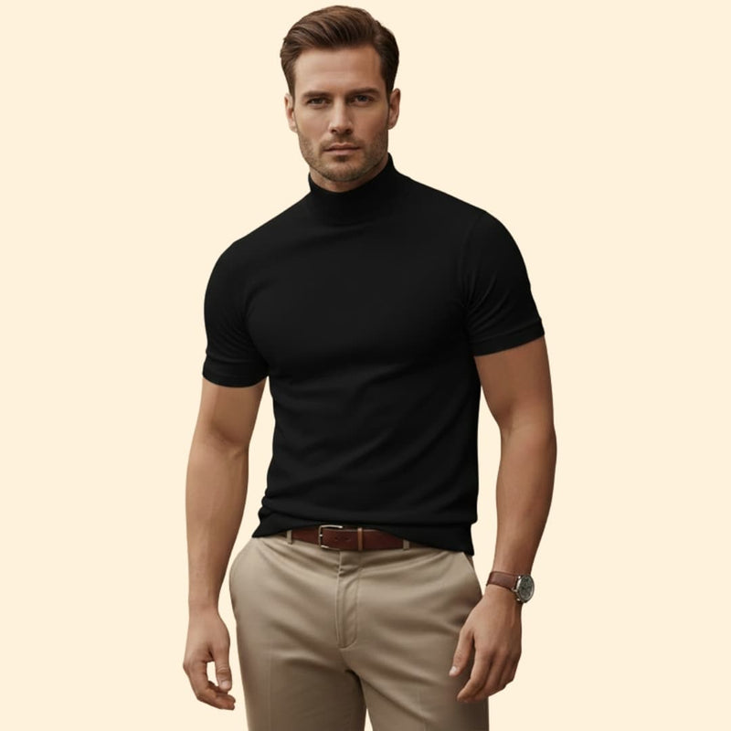 Short-sleeve mock neck tee for men | Caelan -9